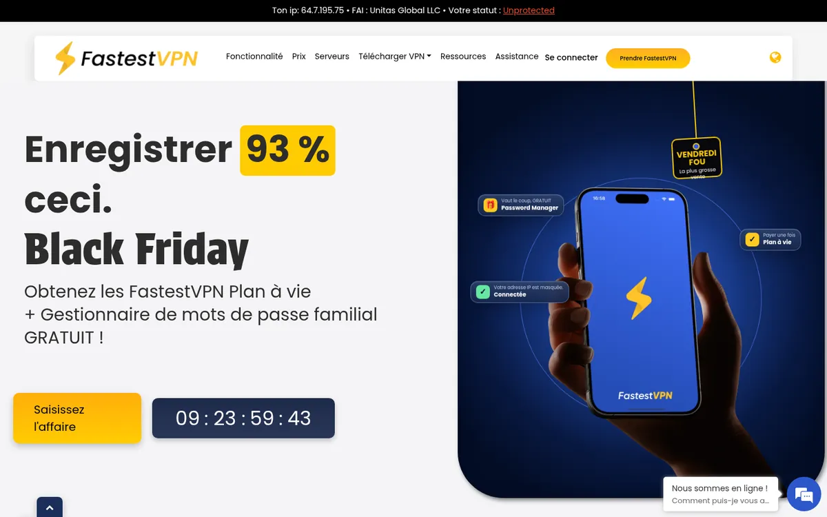 Page d'accueil de FastestVPN sur ordinateur – testé : meilleur VPN pour la Belgique